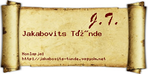 Jakabovits Tünde névjegykártya